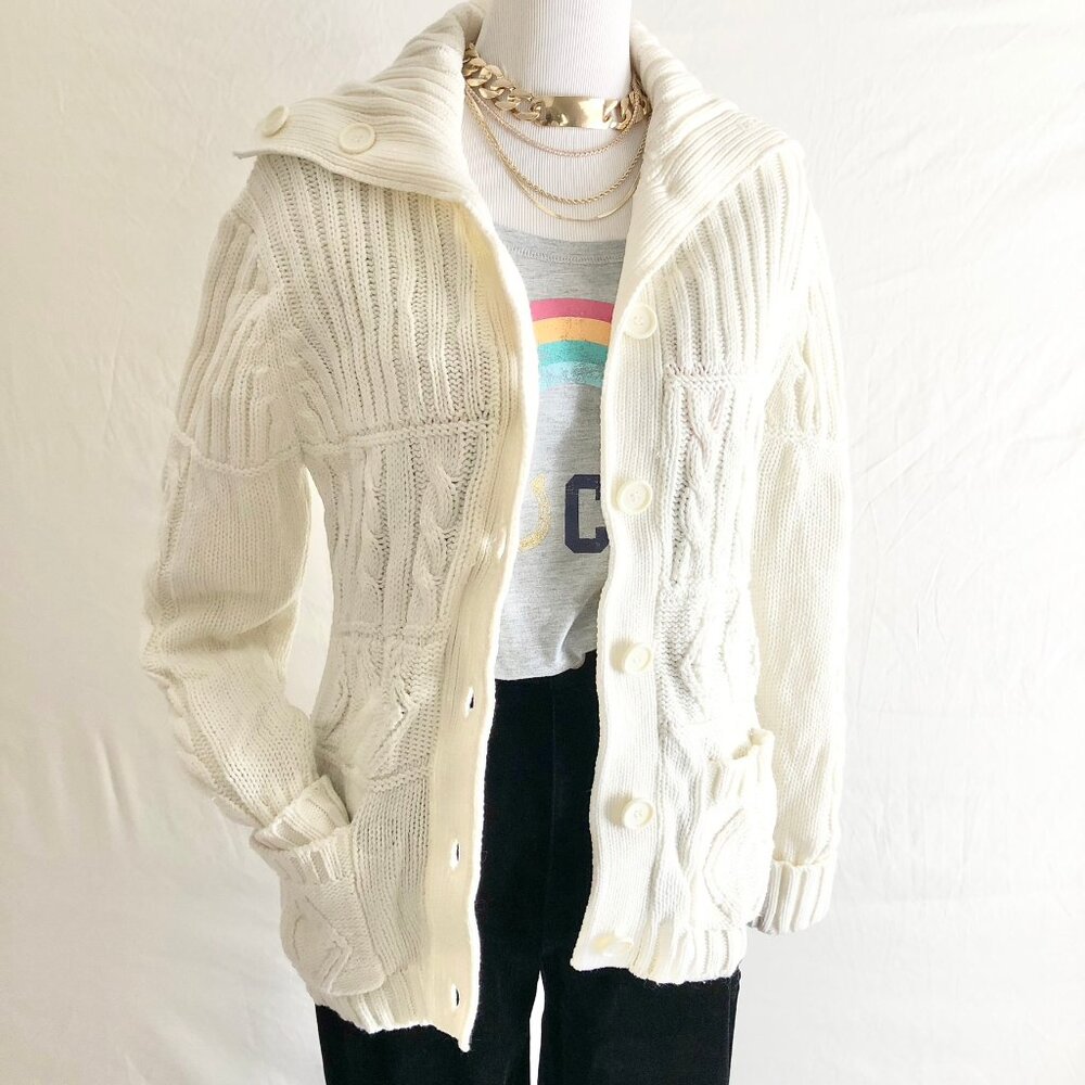 Vintage 70s Ivory Fisherman's Sweater Size XS